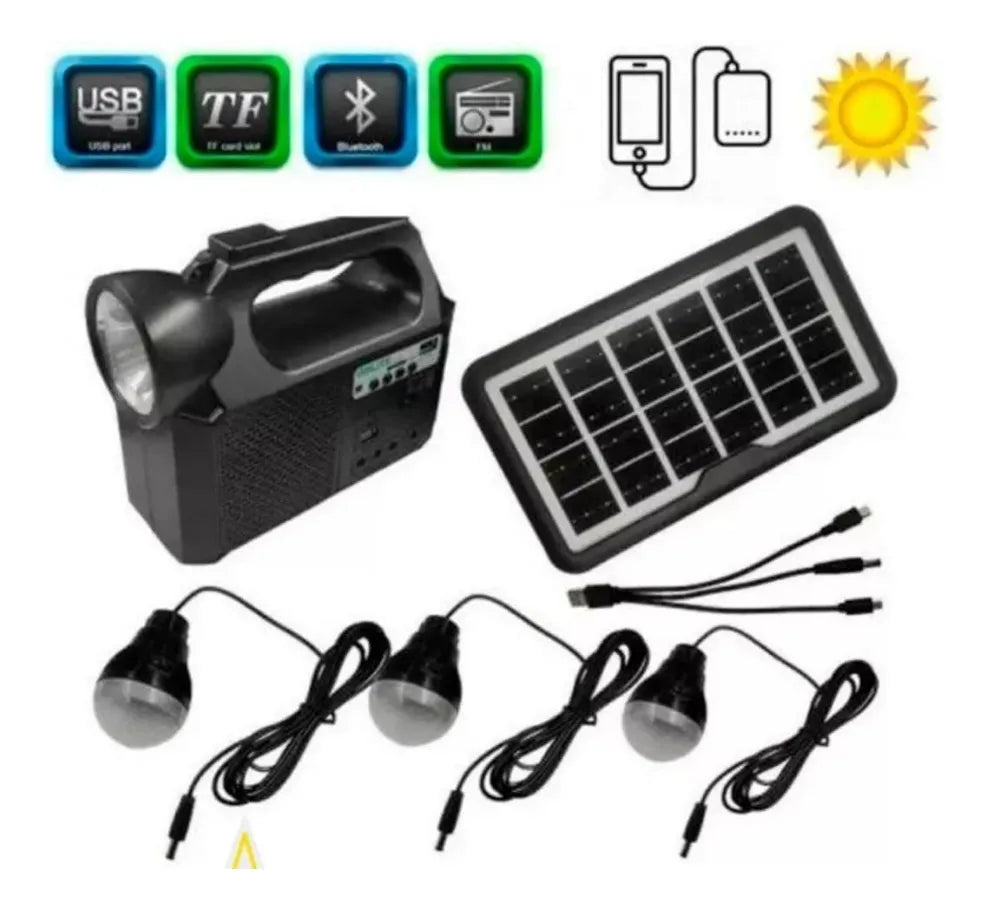 Kit Solar con Radio FM y Bluetooth – Ilumina, carga y conéctate donde estés