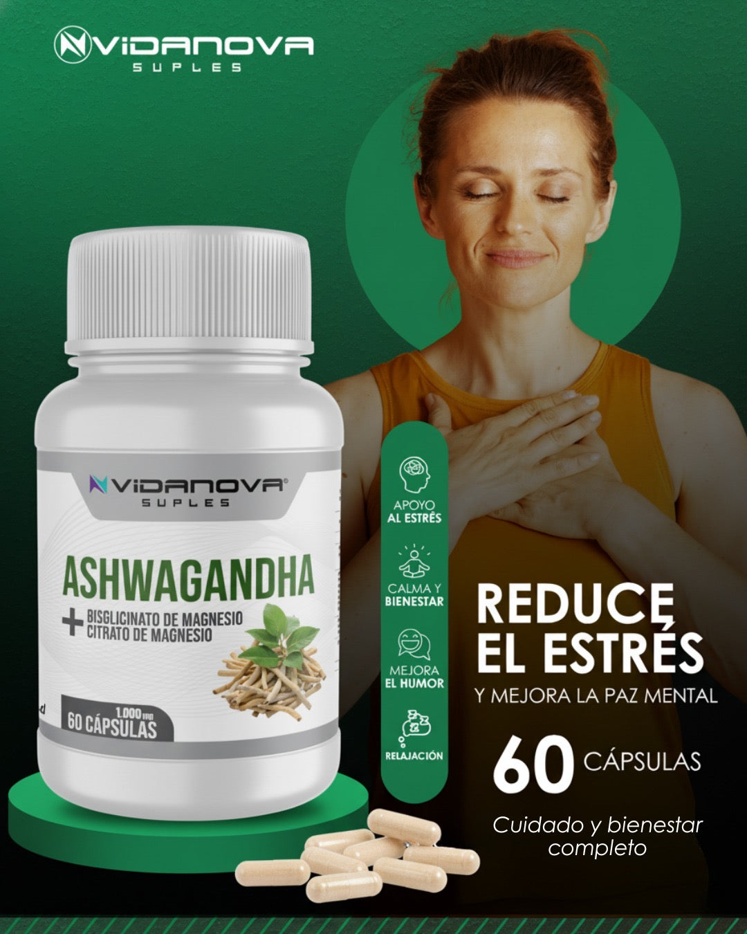 MEGAOFERTA : solo por tiempo limitado. 3 FRASCOS /  Ashwagandha + Magnesio 1000mg
