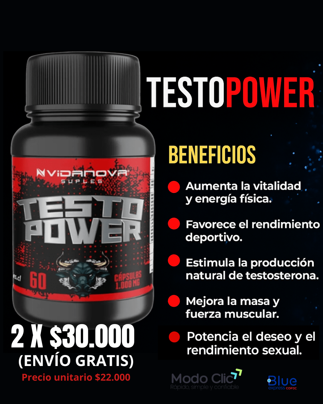 🦍 Testo Power – Energía, Vitalidad & Testosterona Natural